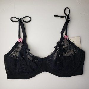 JLO Jennifer Lopez Black Lace Balconette Underwire Bra 38B | Style 123435